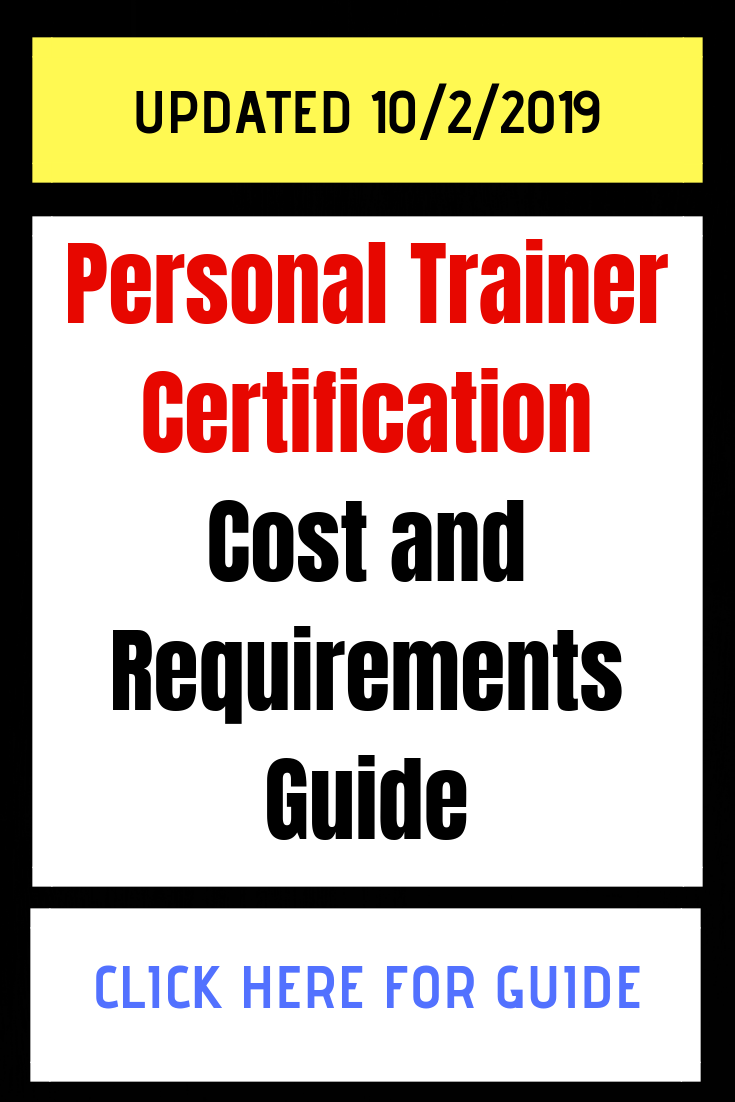 Image of personal trainer certification cost and requirements list.