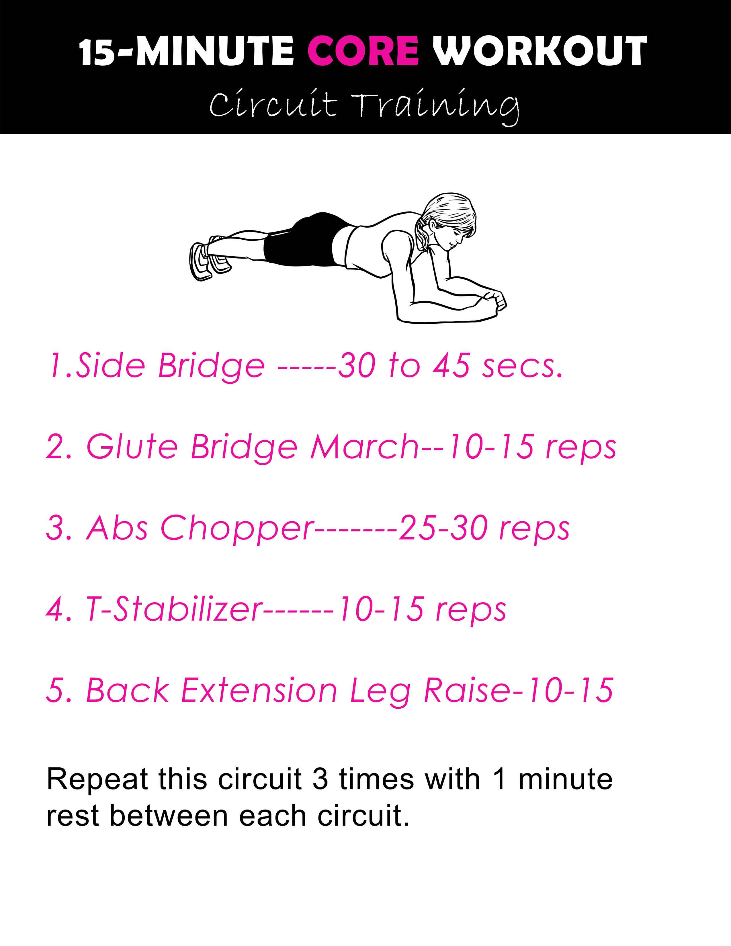 15 minute core training workout you can print or share.