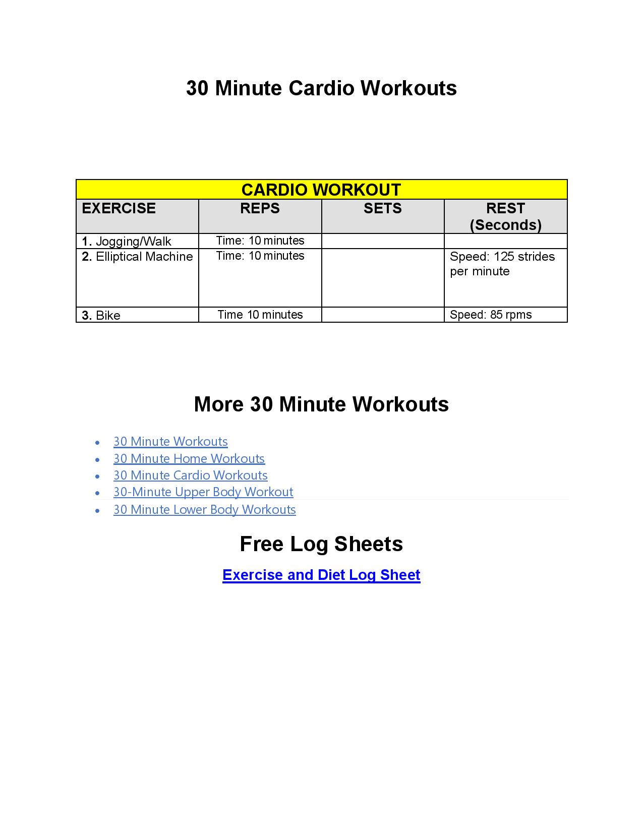 30 minute cardio sample workouts pdf.