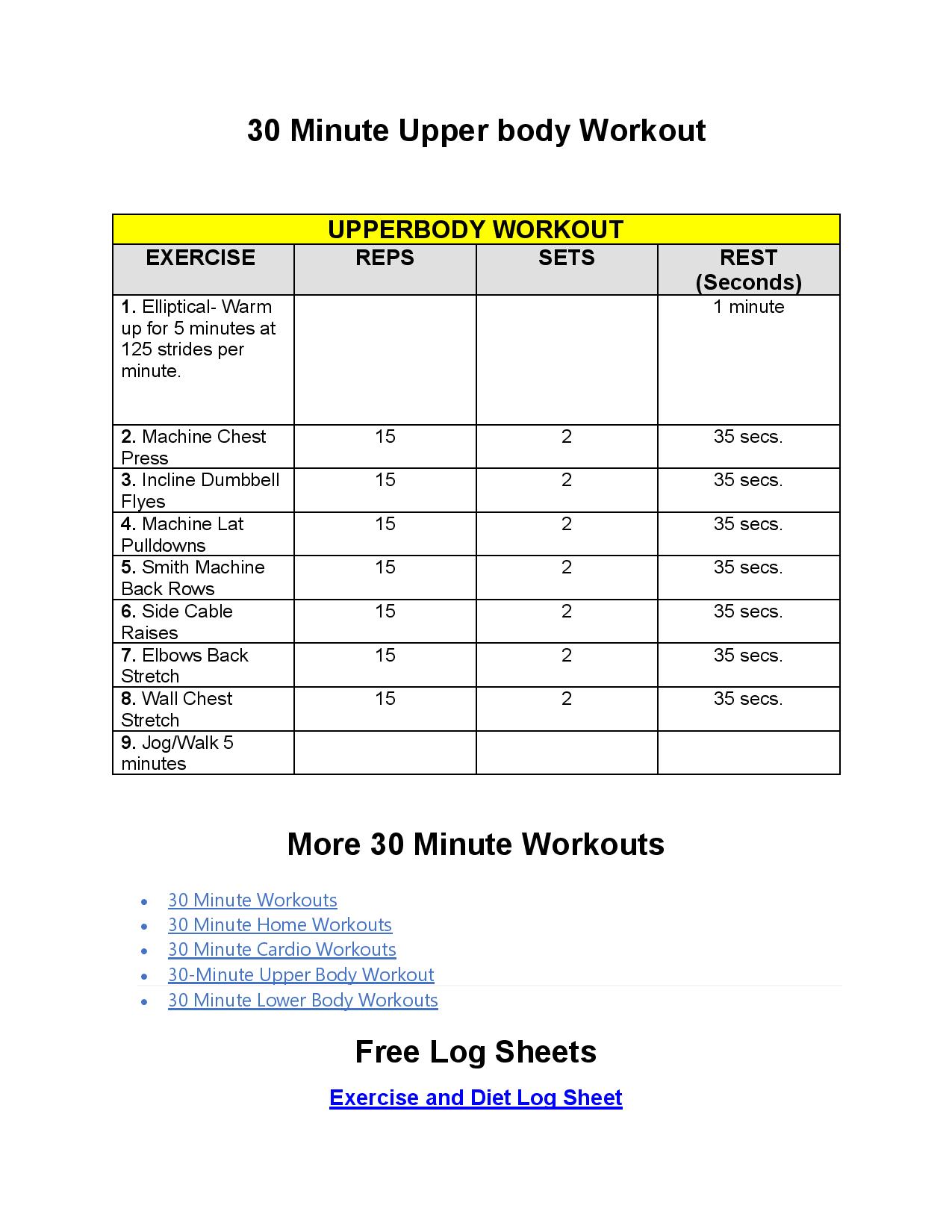 30 minute upper body sample workouts