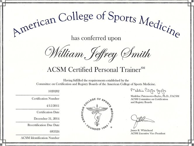 Image of one of the certifications to become a personal trainer.