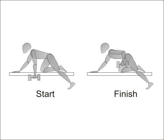 Illustration of back workouts with a dumbbell. 