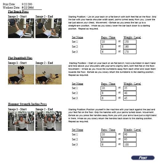 Image of a sample giant set training workout.