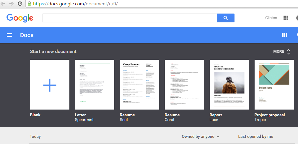 Google Docs menu image