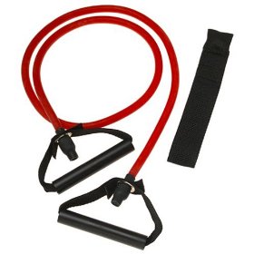 Resistance bands used to do workouts without free weights. 
