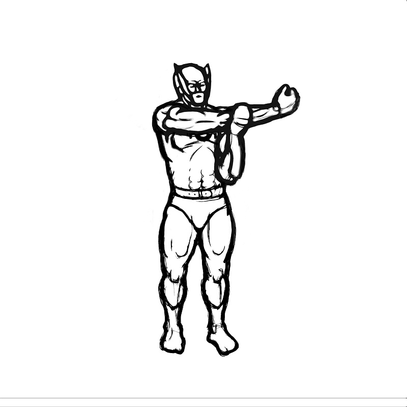 Illustration of shoulder stretch exercise. 