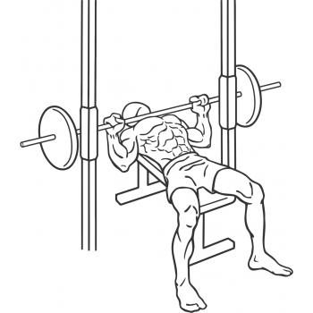 Illustration of chest exercises using a smith machine.