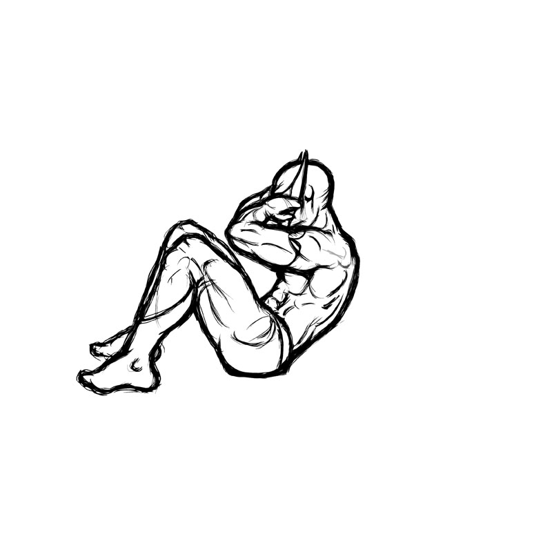 Illustration of a sit up from the finish position. 