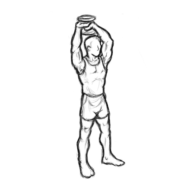 male doing standing dumbbell tricep extension