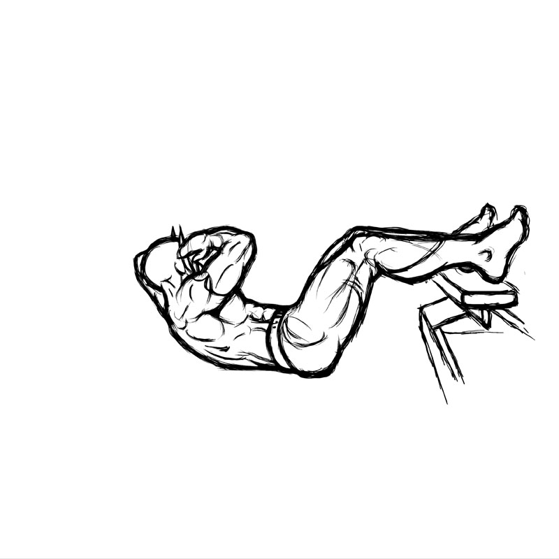 Illustration of twist crunches from the finish position.