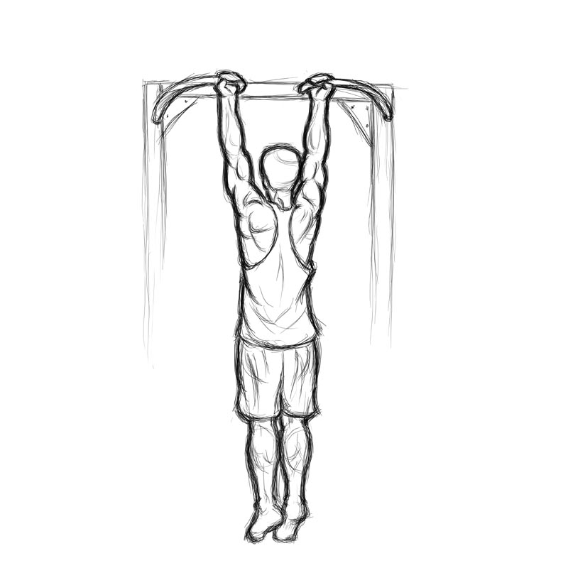 Illustration of male doing underhand chin ups 