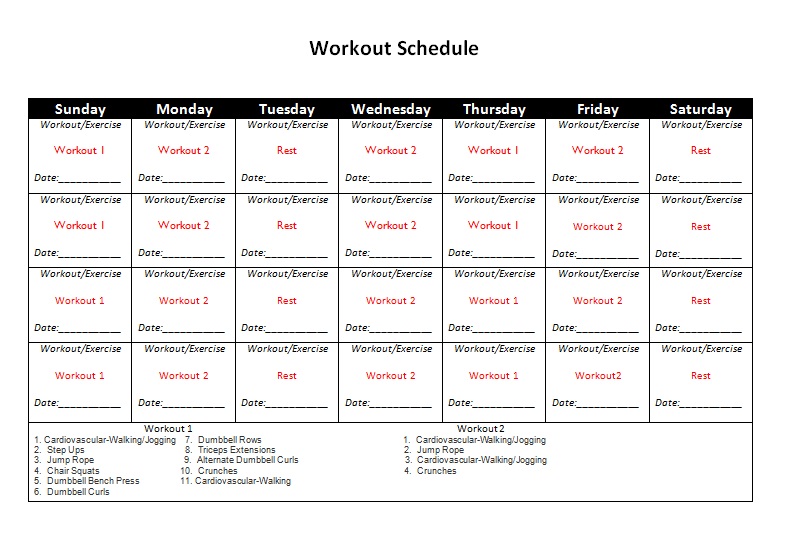 workout schedule for men